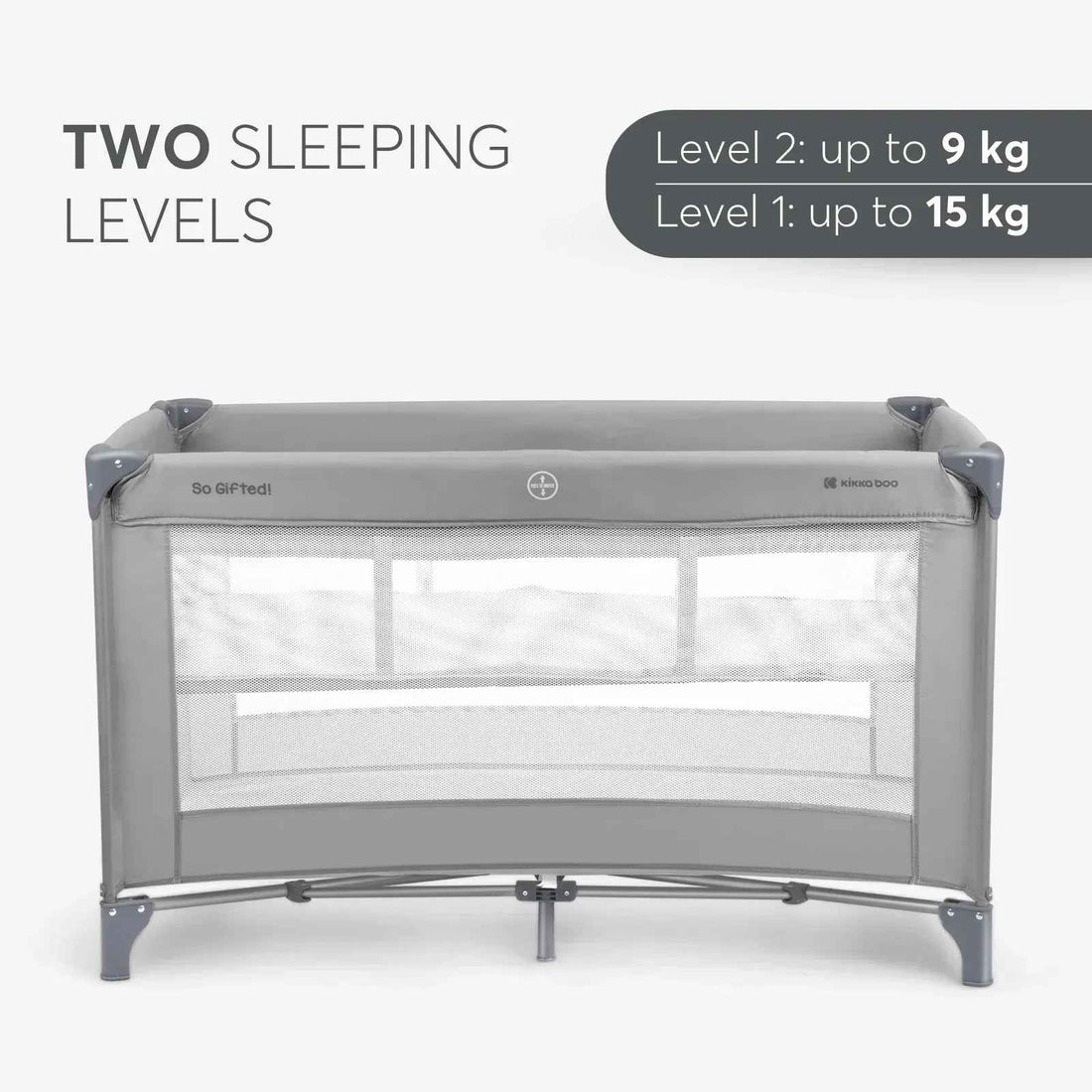Kikkaboo So Gifted 2-Level Baby Cot – Grey (2026)