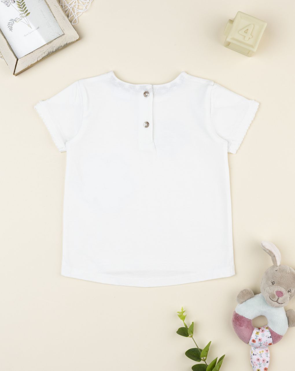 Prenatal Cream gingham-detail t-shirt for girls