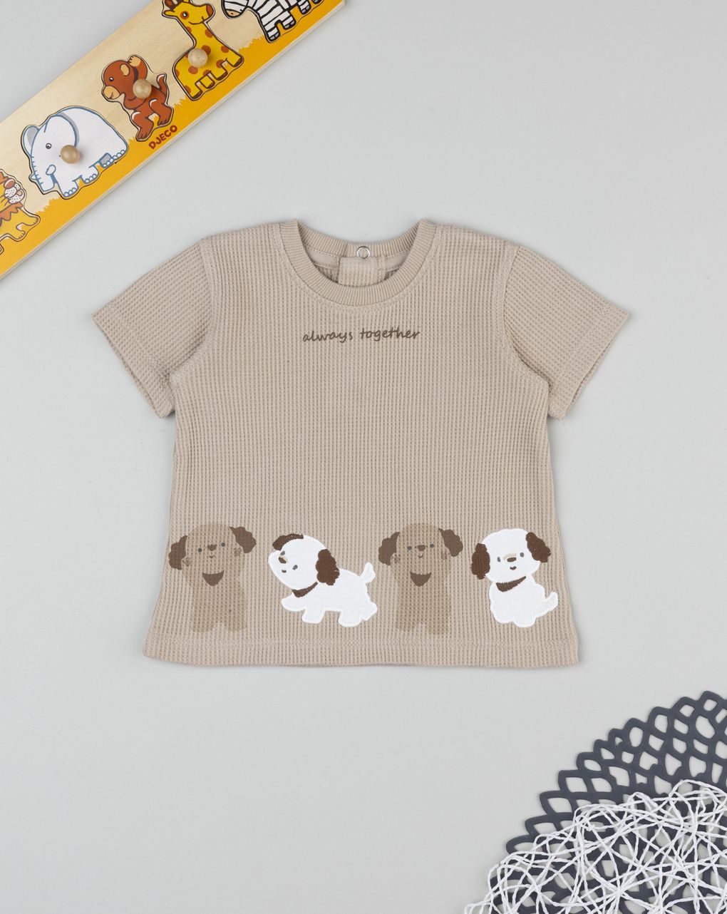 Prenatal Brown t-shirt for boys with puppies