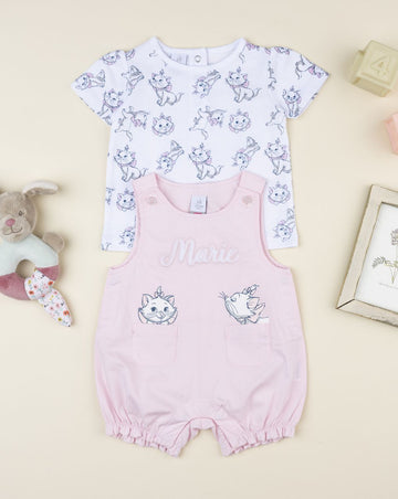 Prenatal Pink Aristocats dungarees set for girls