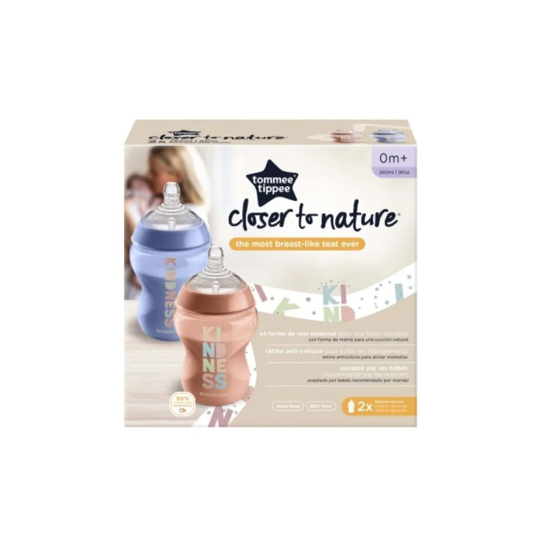 Tommee Tippee Closer To Nature Bottle 0M+ -Pack of 2 | Prenatal, Babies, Nusring, Cybex, Avent Natural Response