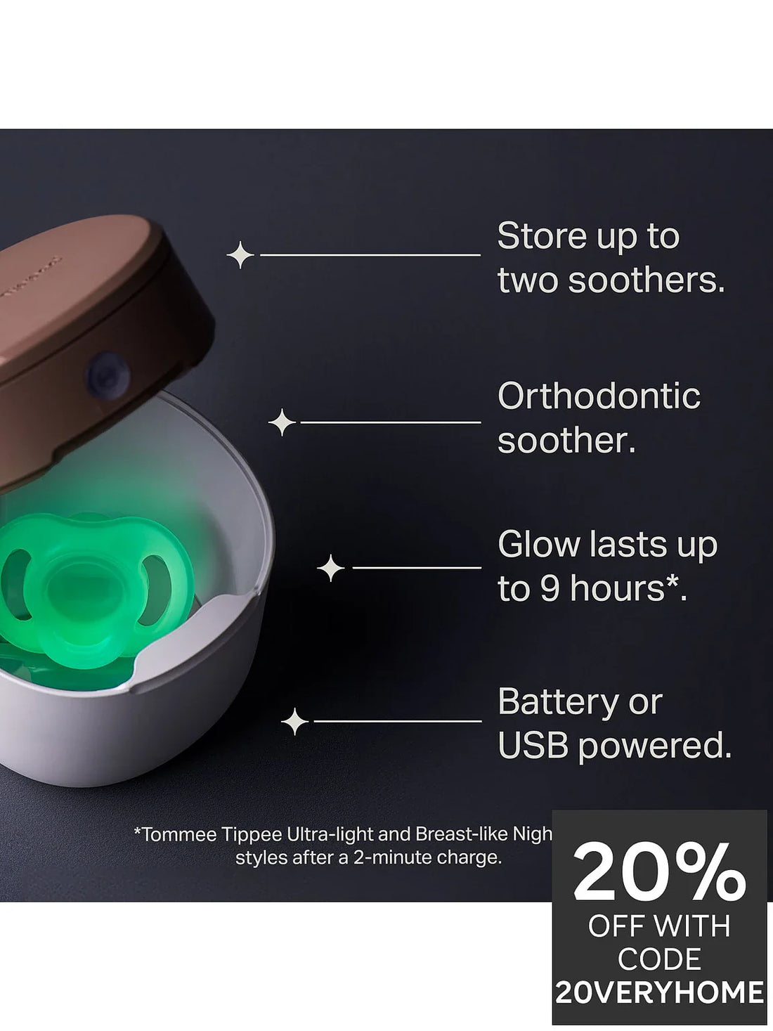 Tommee Tippee Nightglow Pod UV Charger & Steriliser