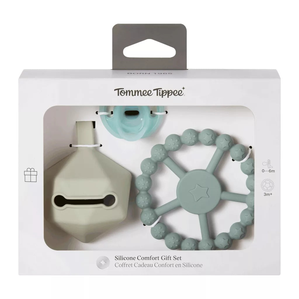 Tommee Tippee Silicone Comfort Gift Set Ultra-Light Soother Green, 0-6m+