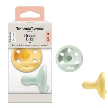 Tommee Tippee 2-Pack Breast-Like Pacifiers, Multicolor , 0-6 Months