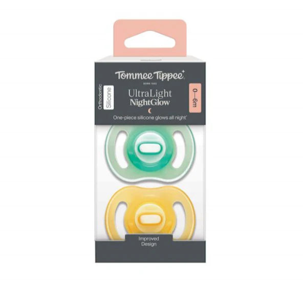 Tommee Tippee Ultra-Light Glow-in-the-Dark Pacifier, Yellow-Green , 0-6 m
