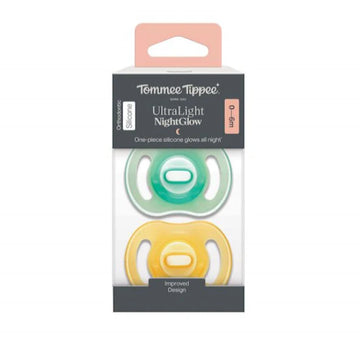 Tommee Tippee Ultra-Light Glow-in-the-Dark Pacifier, Yellow-Green , 0-6 m