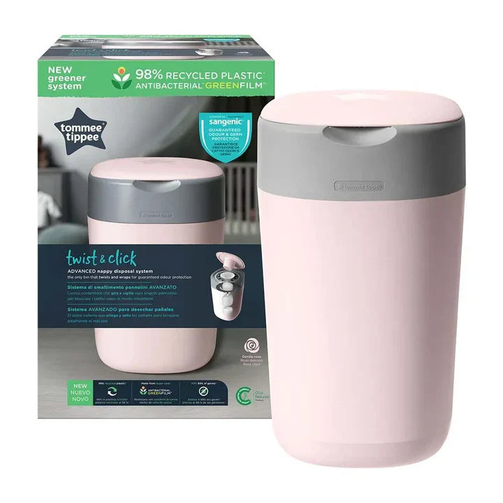 Tommee Tippee Twist And Click Advanced Nappy Bin W/ 1 Refill Cassette