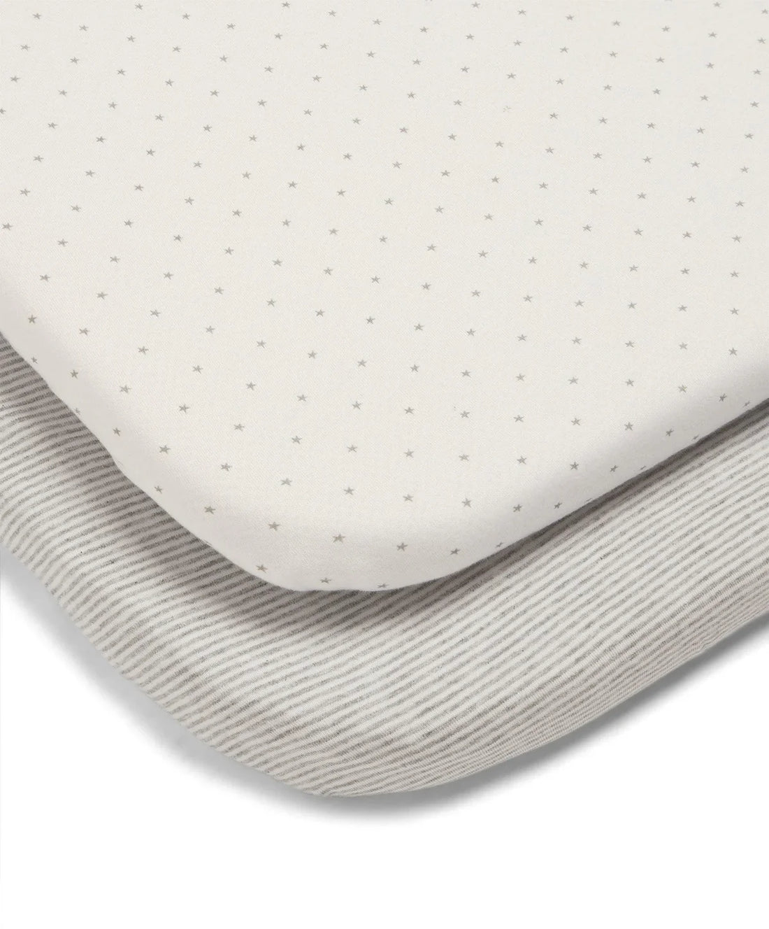 Mamas & Papas 2 Pack Lua Bedside Crib Sheets - Grey Star/Stripe Fitted Sheet