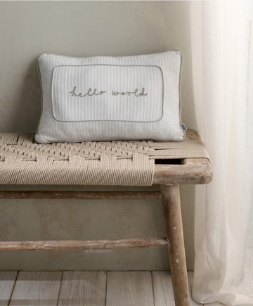 Mamas & Papas Welcome To The World Cushion - White/Grey | Prenatal, Babies, Nusring, Cybex, Avent Nursery Decor