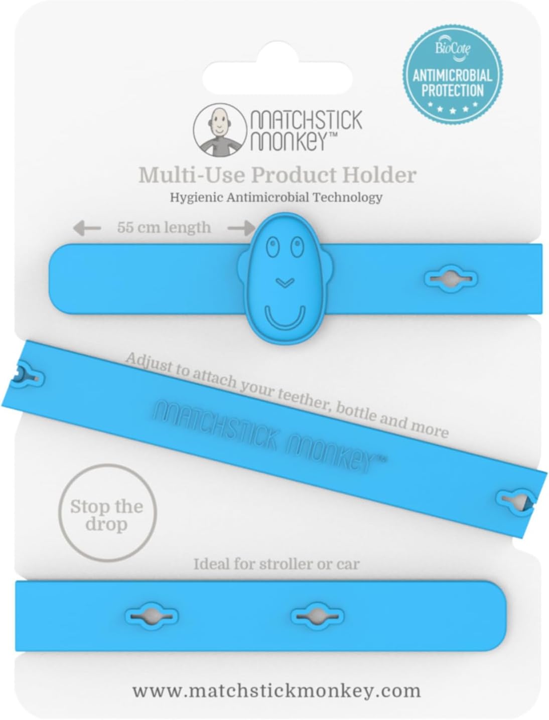 Matchstick Monkey Antimicrobial Silicone Multi-Use Product Holder Strap For Teether | Prenatal, Babies, Nusring, Cybex, Avent Teether