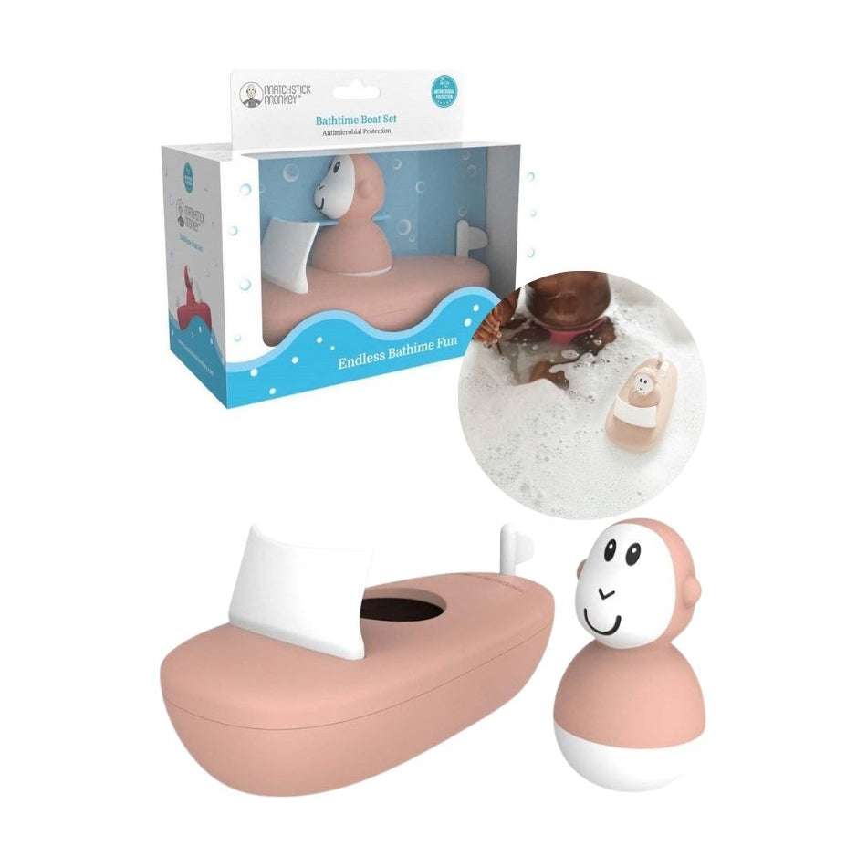 Matchstick Monkey Bathtime Boat Set - Boat With Monkey Bath Toy - Pink | Prenatal, Babies, Nusring, Cybex, Avent Bath Toy