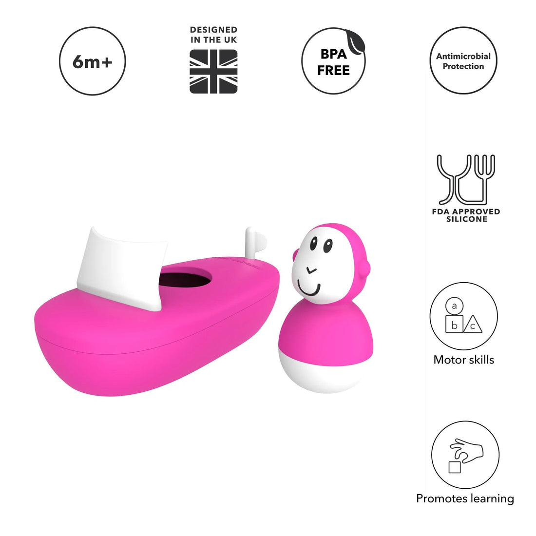 Matchstick Monkey Bathtime Boat Set - Pink | Prenatal, Babies, Nusring, Cybex, Avent Bath Toy