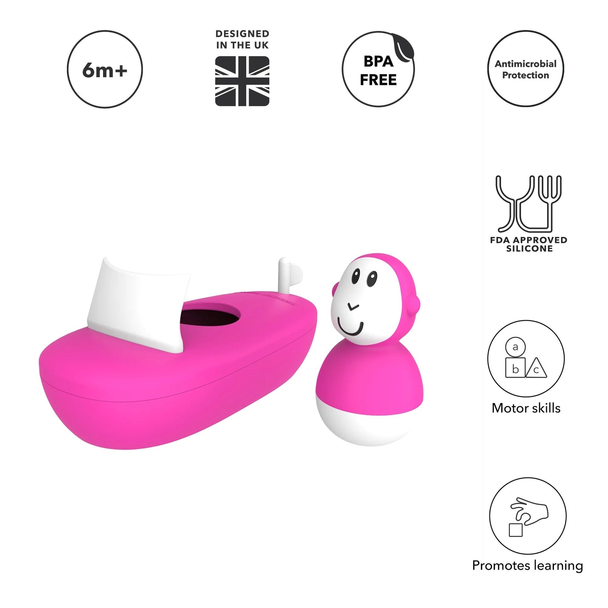Matchstick Monkey Bathtime Boat Set - Pink | Prenatal, Babies, Nusring, Cybex, Avent Bath Toy