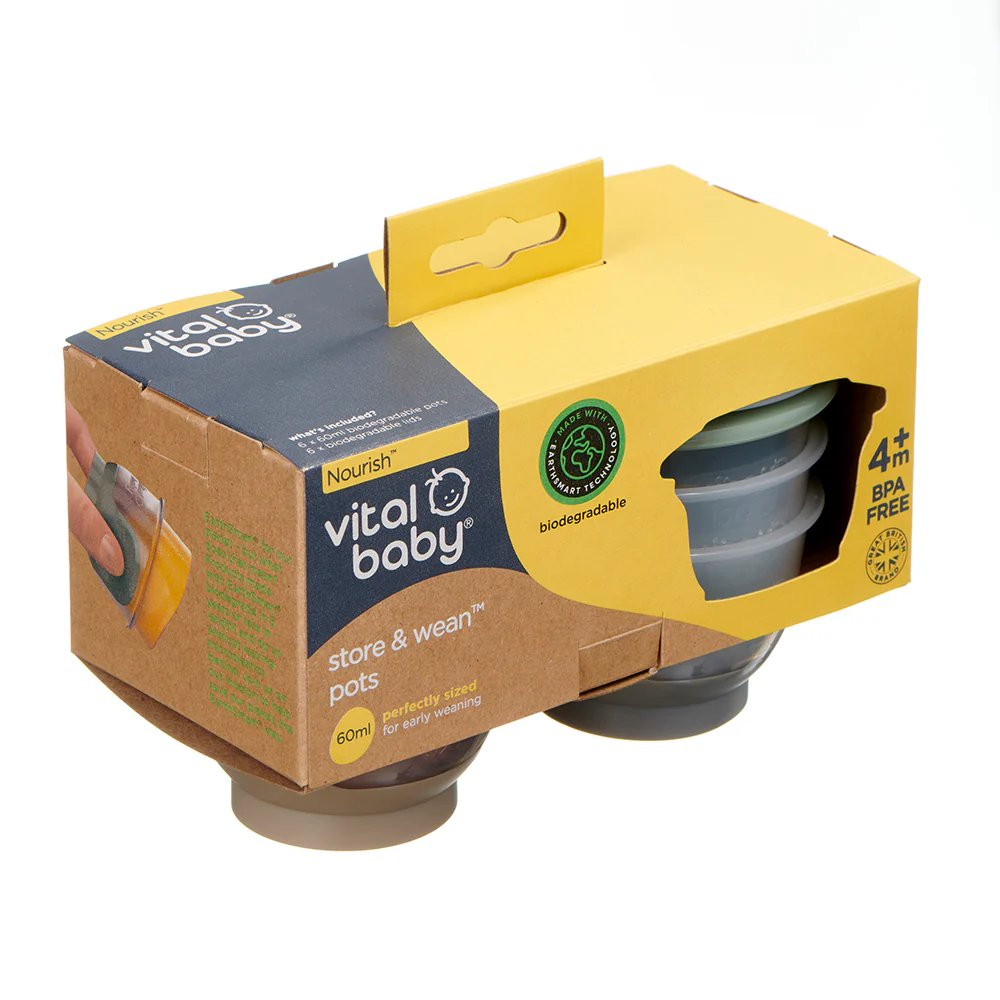 Vital Baby Nourish Store & Wean™ Pots 60ml Pack of 6 - Natural | Prenatal, Babies, Nusring, Cybex, Avent Food Pot