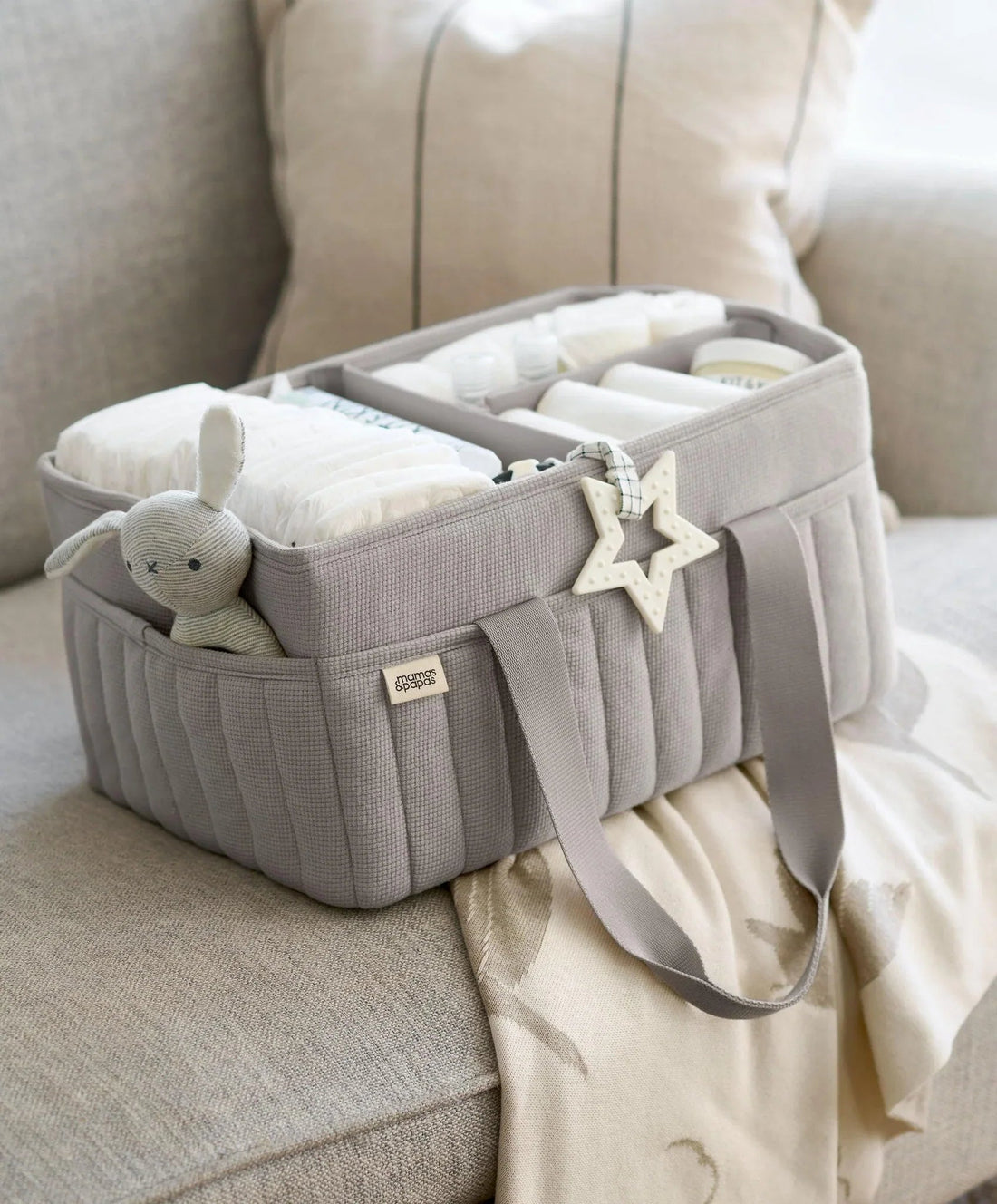 Nappy Caddy - Soft Grey Waffle