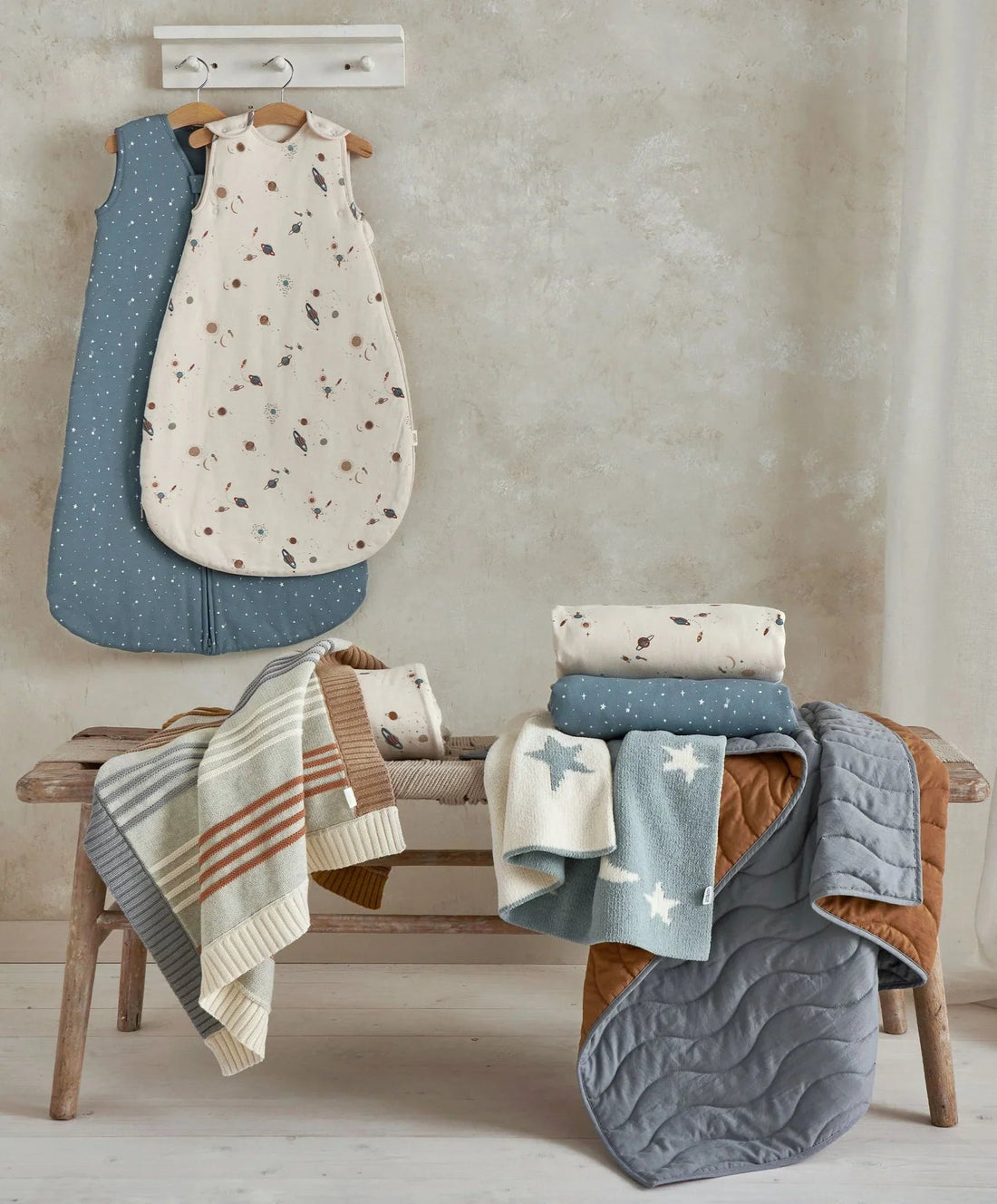 Cotbed Fitted Sheets (Pack of 2) - Planet/Blue Star