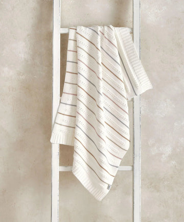 Knitted Blanket - Neutral Stripe