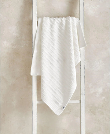 Chenille Blanket - White Stripe