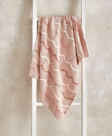 Knitted Blanket - Pink Wave