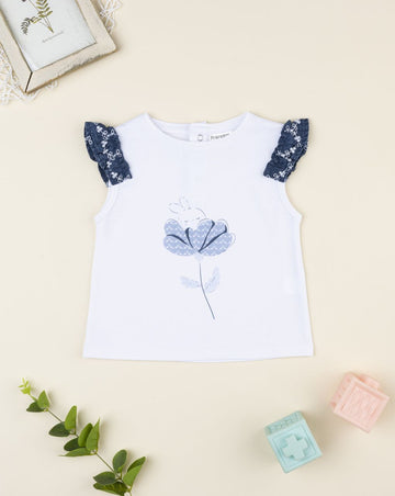 Prenatal White/blue floral t-shirt for girls