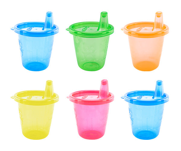 Nuby Cup Set with Free Flow Spout 210ml 9m+ Pack of 6 | Prenatal, Babies, Nusring, Cybex, Avent Cup