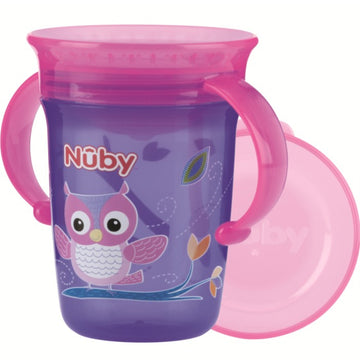 Nuby Twin handle 360° Wonder Cup with Print 240ml 6m+ Purple | Prenatal, Babies, Nusring, Cybex, Avent Cup
