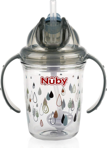 Nuby Twin Handle Flip-It Cup Made with Triton 240ml 12m+ Grey | Prenatal, Babies, Nusring, Cybex, Avent Cup