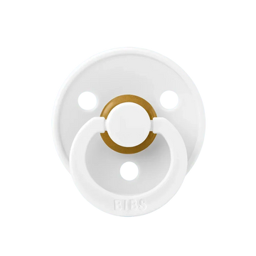White latex baby pacifier with gold ring, size 1 (0-6 months), 2-pack