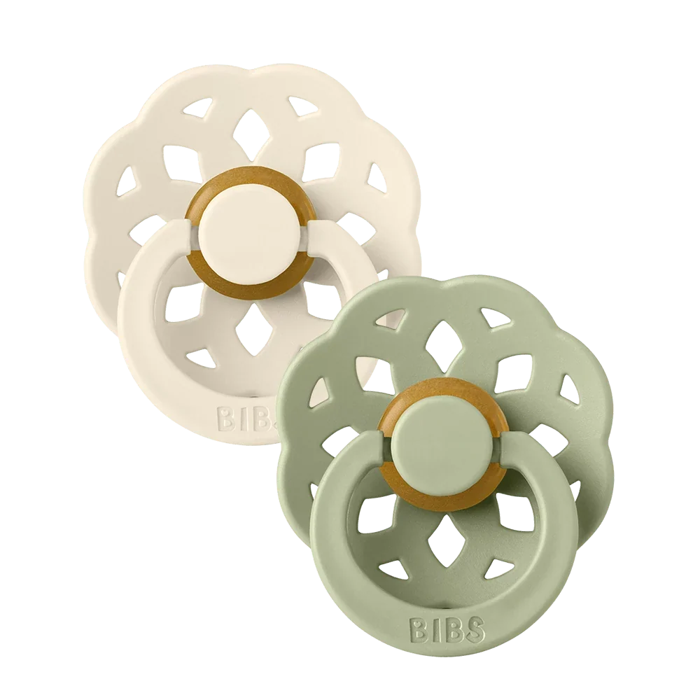 Boheme latex pacifier 2-pack in ivory and sage green