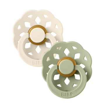 Boheme latex pacifier 2-pack in ivory and sage green