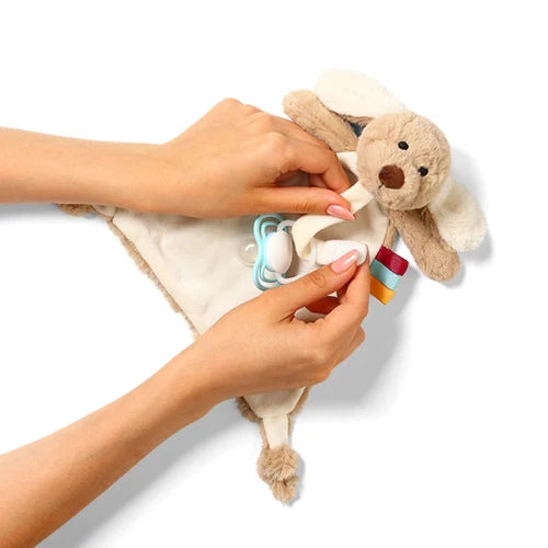 Babyono Dog Willy cuddly toy with a dummy holder Plush
