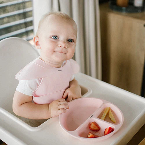Babyono Silicone Bib with Adjustable Lock – Pink
