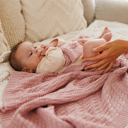 Babyono Cotton Knitted Blanket – Pink