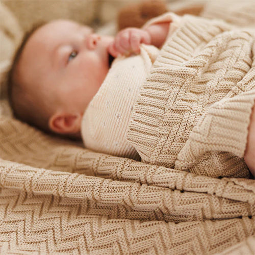 Babyono Cotton Knitted Blanket – Beige