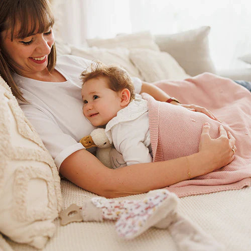 Babyono Cotton Blanket with Flannel Lining Pink