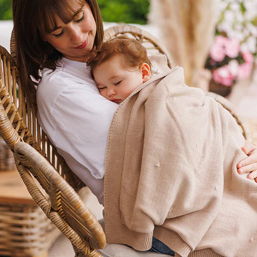 Babyono Cotton Blanket with Flannel Lining Brown