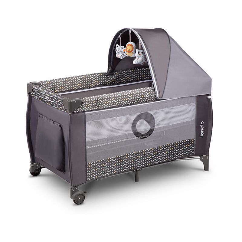 Lionelo Sven Plus Grey Scandi 2-In-1 Travel Cot Crib USA, Lebanon