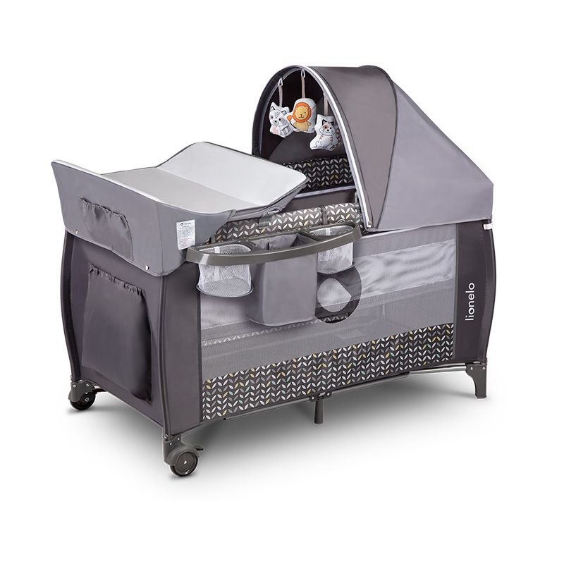 Lionelo Sven Plus Grey Scandi 2-In-1 Travel Cot Crib USA, Lebanon