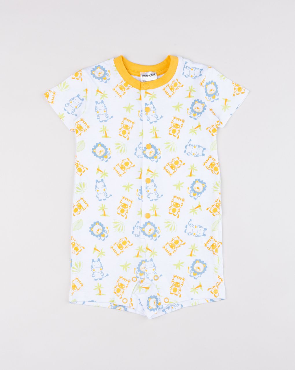 Prenatal White/yellow jungle safari sleepsuit for baby boy