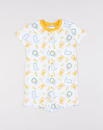 Prenatal White/yellow jungle safari sleepsuit for baby boy