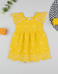 Prenatal Yellow embroidered poplin dress for girls