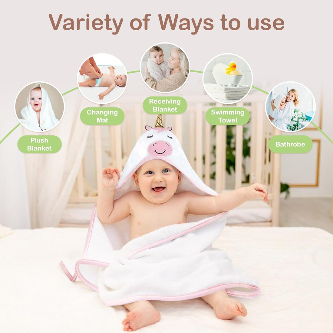 Mother's Choice Baby Hooded Towel - Large 84x84cm - 100% Cotton | Prenatal, Babies, Nusring, Cybex, Avent Baby Towel