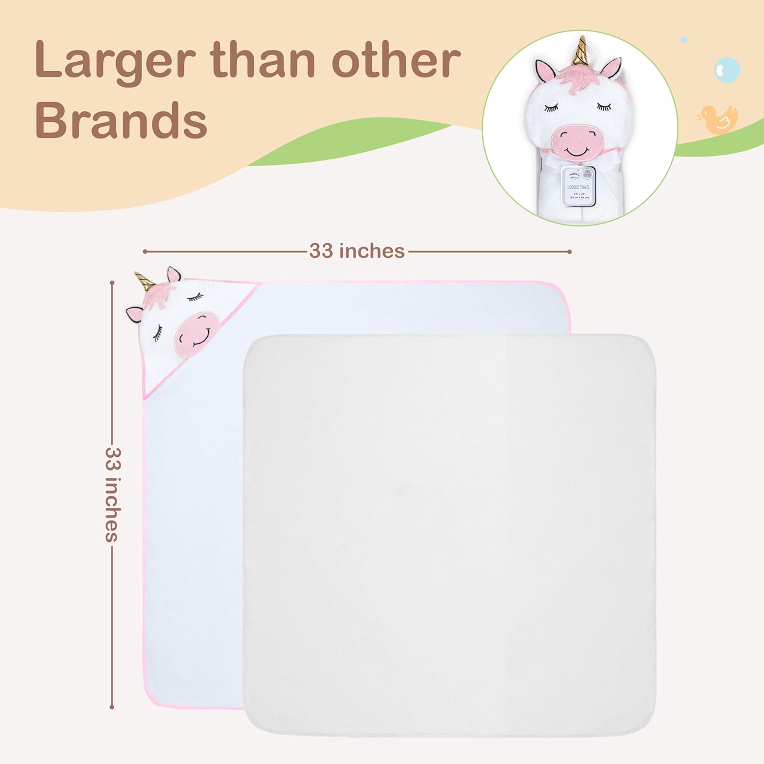 Mother's Choice Baby Hooded Towel - Large 84x84cm - 100% Cotton | Prenatal, Babies, Nusring, Cybex, Avent Baby Towel