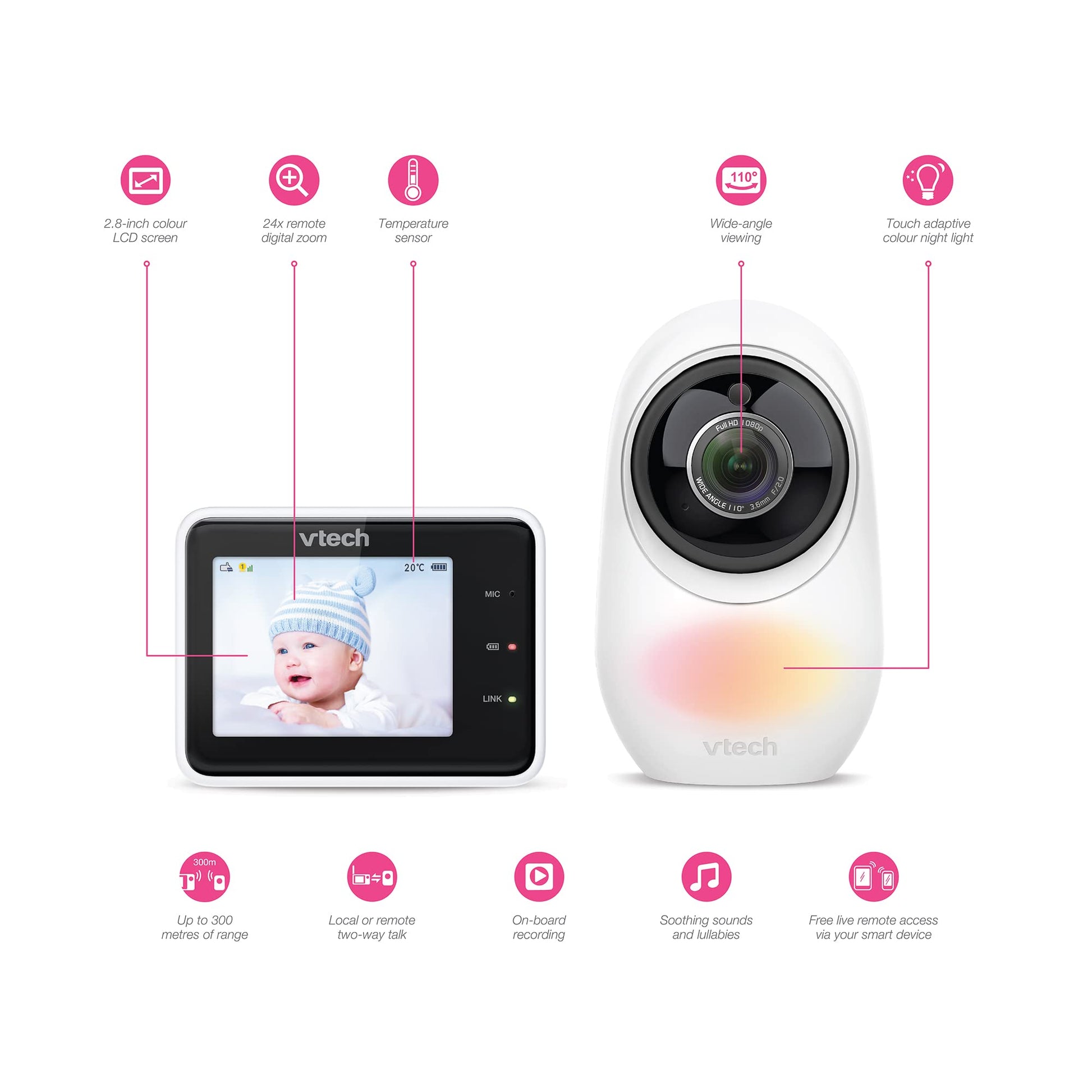 VTech Smart Wi-Fi 1080p Video Monitor with Remote Access