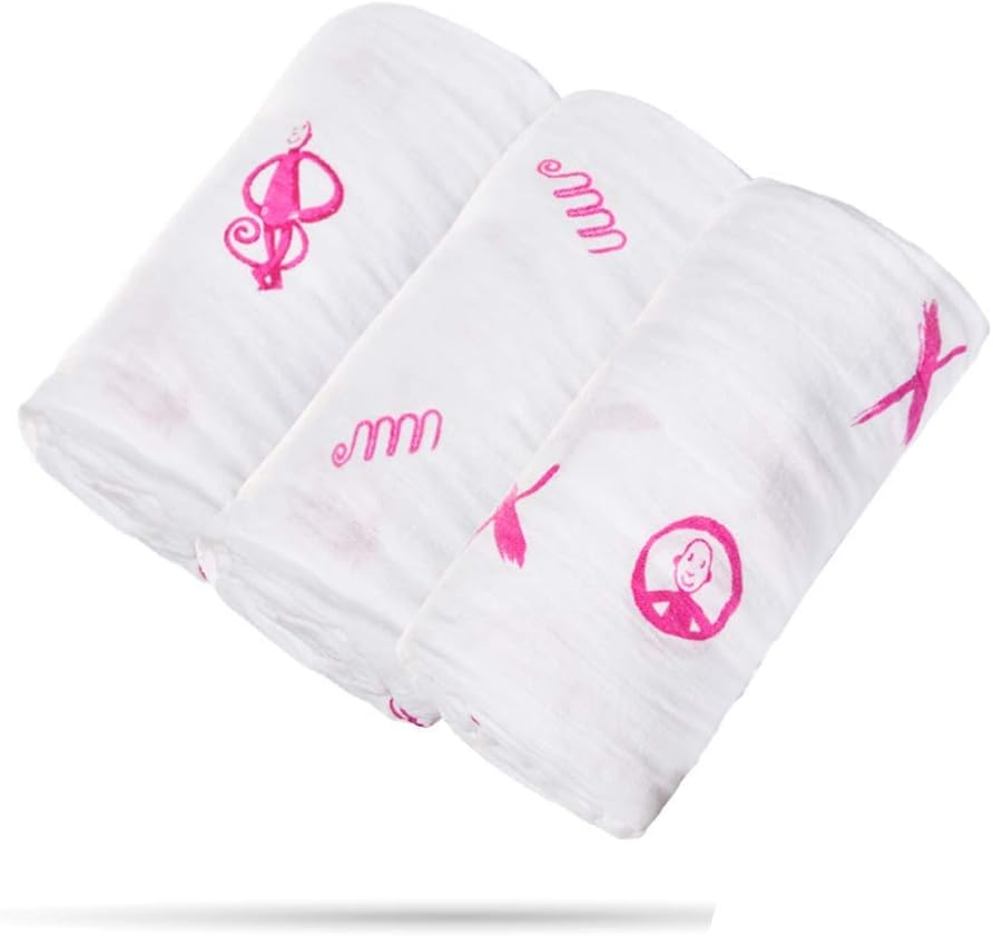 Matchstick Monkey Organic Cotton Muslin - Pack of 3 - 70x70cm | Prenatal, Babies, Nusring, Cybex, Avent Muslin Blanket