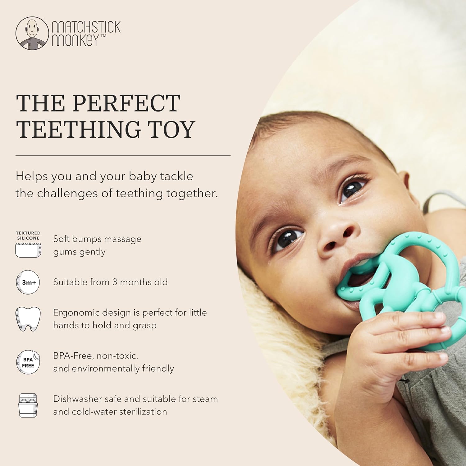 Matchstick Monkey Antimicrobial Silicone Teether Easy To Grip | Prenatal, Babies, Nusring, Cybex, Avent Teether