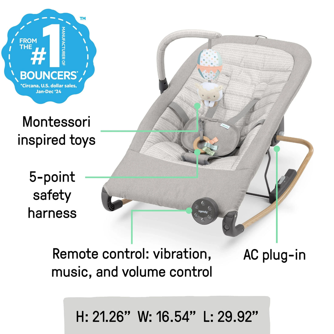 Ingenuity Keep InMotion Automatic Baby Rocking Seat - Soulful Skies Rocker