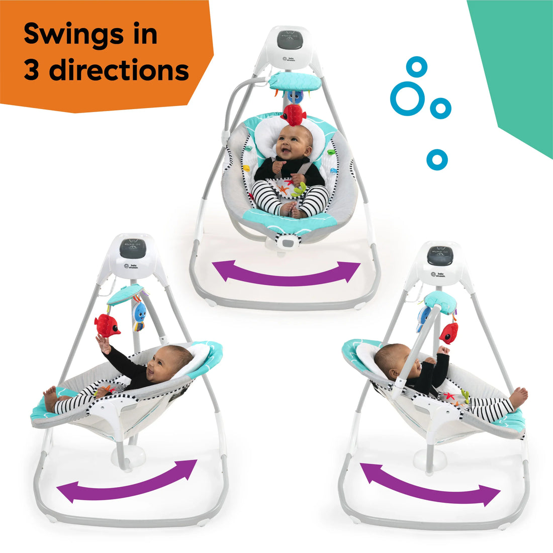 Baby Einstein Ocean Explorers Compact Vibrating Baby Swing, Grey Swing