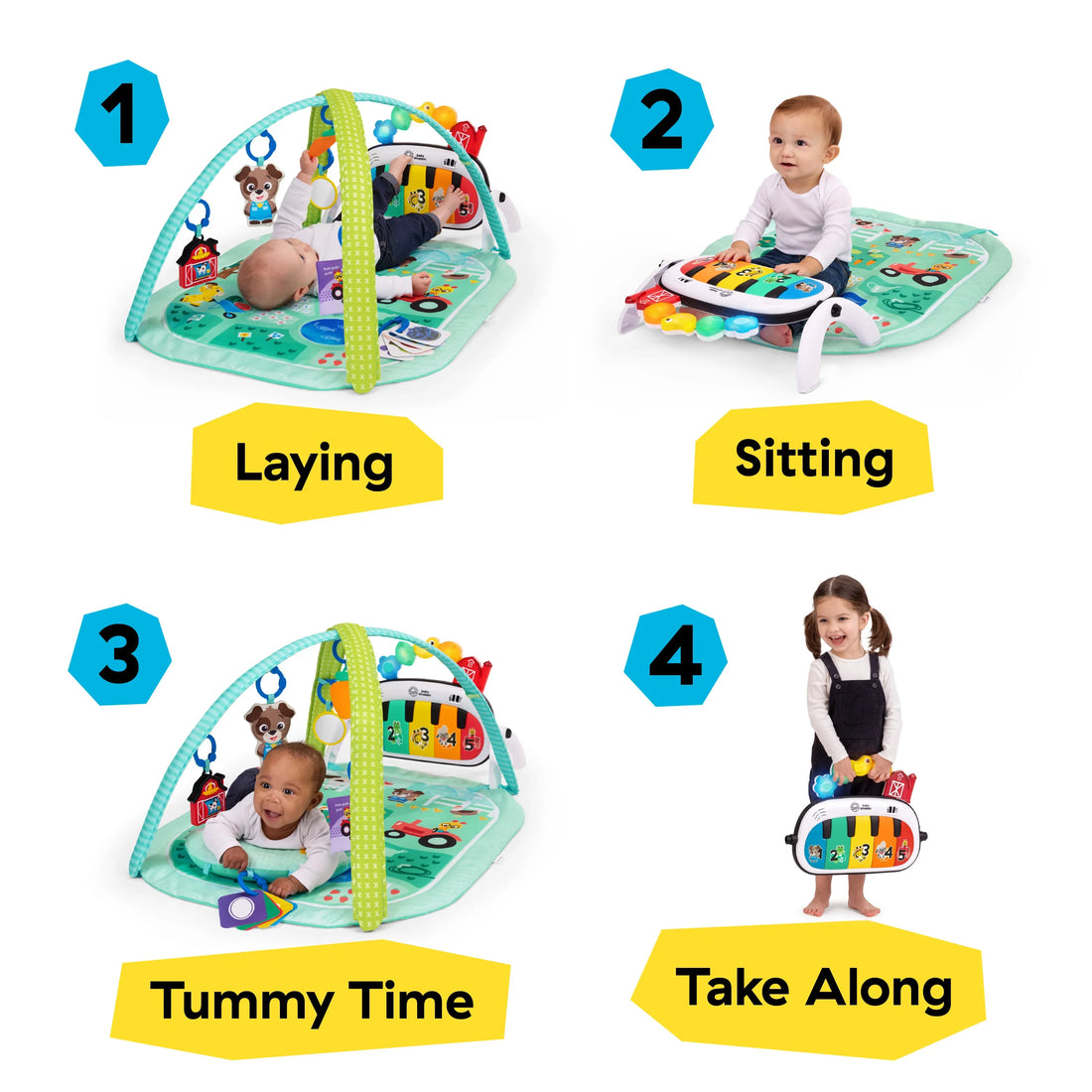 Baby Einstein Farm Explorers 4-in-1 Kickin Tunes Musical Meadow Music & Language Discovery Gym Gym