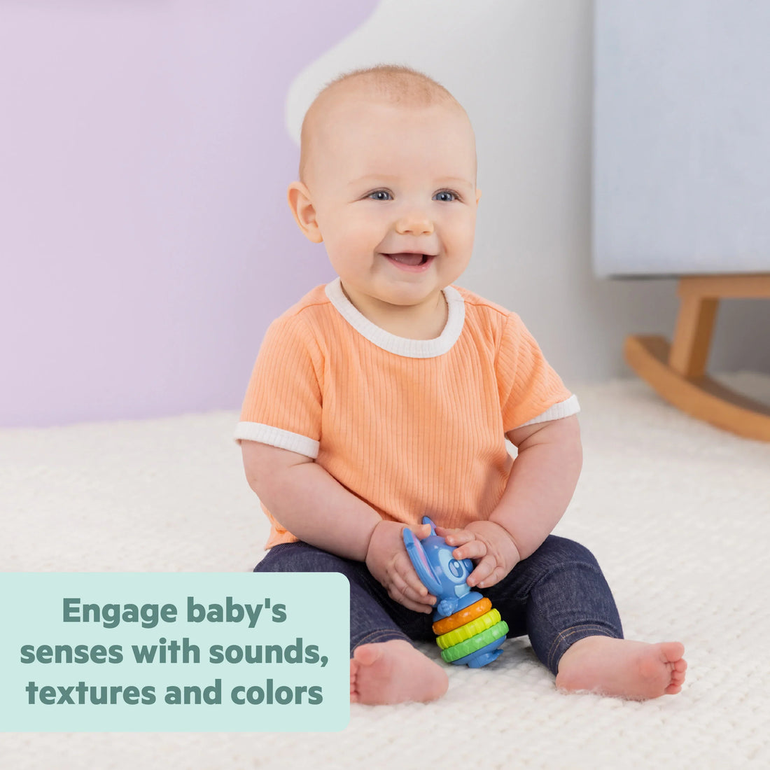 Ingenuity Baby Stitch Twist-a-Stitch Fidget Toy, On The Go Toy for Newborns & Up Fidget Toy